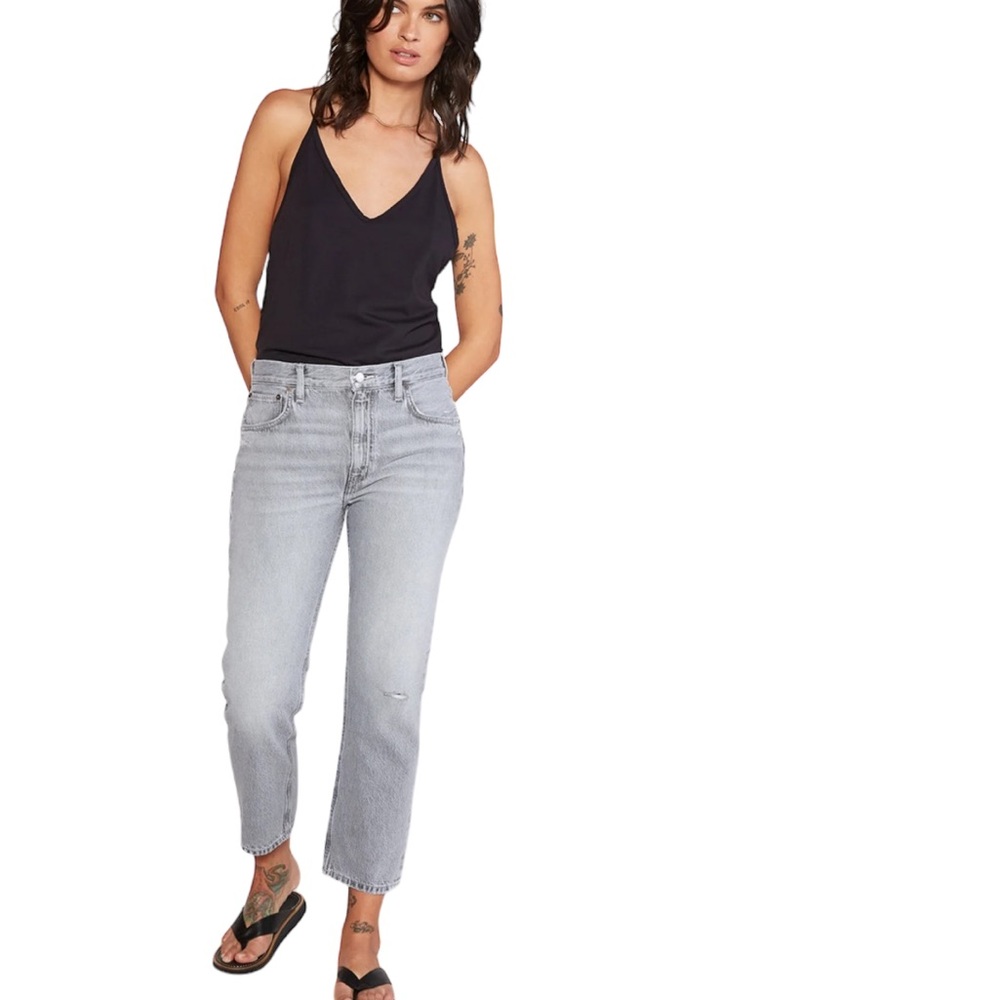 NWT Etica Rhea Mid Rise Straight Crop Denim Jeans Moonstone Sustainable Size 24
